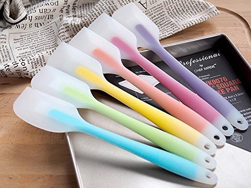 2 PCS Hygienic Solid Silicone Spatula Set, Bestga 100% FDA No BPA Heat Resistant One-piece Kitchen Cooking Utensils Set - Ergonomic Design, Easy Clean, Flexible Non Stick Baking Tool - Blue