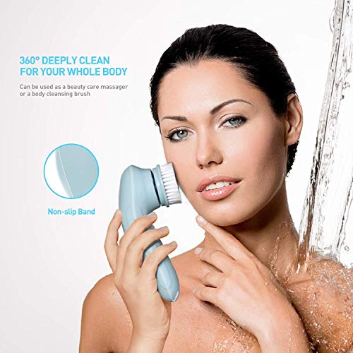 Facial Cleanser Brush, 3 in 1 Electric Rotating Facial Cleansing Brush USB Rechargeable Sonic Face Cleaners Scrubber SPA Skin Care Tool Beauty Instrument - Thumbnail 5