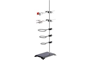 stonylab Lab Stand Set, Laboratory Stand Support Metalware Steel Support Stand with Rod (23.6 inch / 60 cm L), 4-Prong Burett