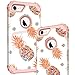 iPhone 8 Case, iPhone 7 case PIXIU Three Layer Heavy Duty Hybrid Sturdy Armor Shockproof Protective Phone Cover Cases for Apple iPhone 8 and iPhone 7 Pineapple Rose Gold