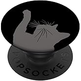 Light Gray Black Curious Cat PopSockets Adhesive PopGrip