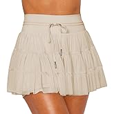 RSBFK Women's High Waisted Ruffled Tennis Skirt Pleated Mesh Layered Tulle Flowy Skirt