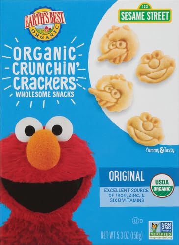 EARTH’S BEST ORGANIC SESAME STREET TODDLER CRUNCHIN’ CRACKERS, ORIGINAL, 5.3 OZ. BOX