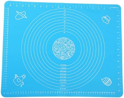 Mobi Kitchen Pastry Rolling Mat with Measurements - Reusable Non-Stick Silicone Baking Mat - Blue