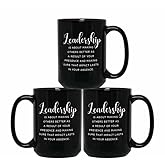 Bubble Hugs Leadership Set of 3 Coffee Mug 15oz Black Leadership Is About Inspirational Thank You Gift for Team Leader Boss Lady Mentor Director Asisstant Principal Administrator Coach