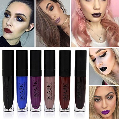 Aikome 6 pcs Makeup Liquid Lip Gloss Matte Set Halloween Party Long Lasting Lipstick Lip Tint