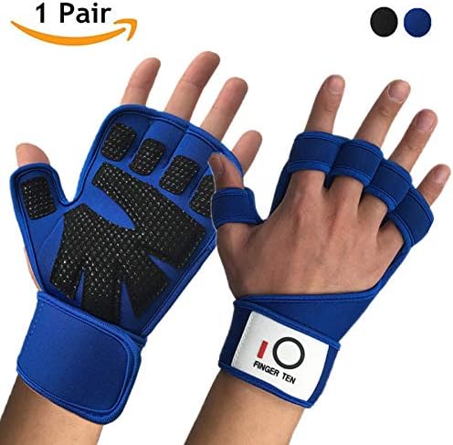 Gym Gloves Men Women Workout Weight Lifting Fitness Padded with Wrist Strap Support Extra Grip, Full Palm Protection Gloves for Pull Ups, Cross Training, Fitness, WODs&Weightlifting and More