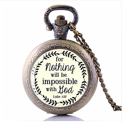 Medium With God Pocket Watch Necklace,Verse Charm Pendant, Christian Jewelry ,Christian Jewelry Gift