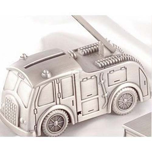 Fire Truck Bank, Pewter Finish