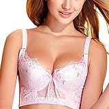 ETOSELL Women Ladies Lace Sheer Underwired Bra Side Support Plunge Push Up Bras