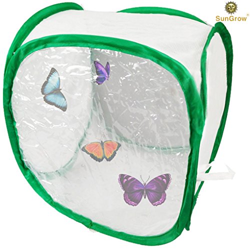 Backyard Butterfly Cage Habitat --- 24” Tall, Collapsible, Pop-up Terrarium - Fine Mesh stops Predator – 5 Mes