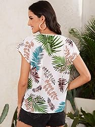 Floerns Women's Short Sleeve Business Casual Tops