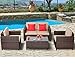 SUNCROWN Outdoor Patio Furniture 4-Piece Conversation Set All-Weather Wicker, Thick, Durable Cushions with Washable Covers, Porch, Backyard, Pool Garden