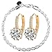 MyDreamsStore Women's 18k Gold Gp Clear Rhinestone Crystal Zirconia Cz Earrings with Bracelet