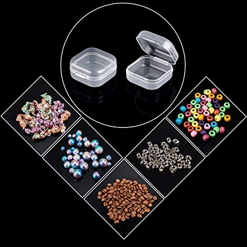 SATINIOR 12 Pack Clear Plastic Beads Storage Containers Box with Hinged Lid for Beads and More