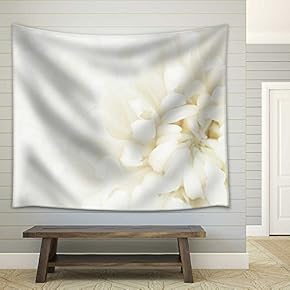 Loseup of Tender White Chrysanthemum Flower - Fabric Wall Tapestry Home Decor - 51x60 inches