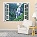 wall26 Grand Waterfall Green Mountain Open Window Mural Wall Sticker - 36