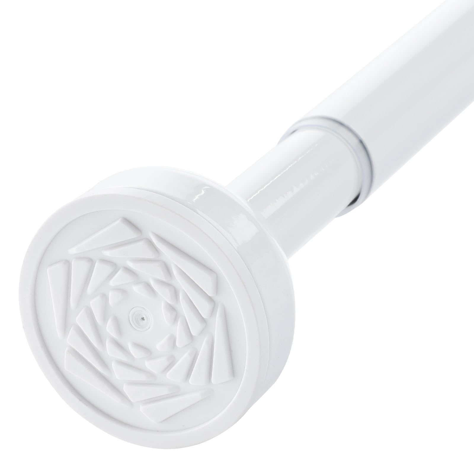 Shower Curtain Pole 121-210cm Stainless Steel Shower Curtain Rod Tension Rod for Curtains No Drill Extendable Curtain Poles Shower Curtain Rail for Bathroom Bedroom Kitchen Wardrobe, White
