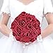 Febou Artificial Flowers, 100pcs Real Touch Artificial Foam Roses Decoration DIY for Wedding Bridesmaid Bridal Bouquets Centerpieces, Party Decoration, Home Display (Concise Type, Dark Red)