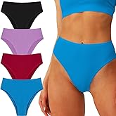 PBQOA Womens High Rised Cotton Underwear Soft Breathable Panties Deep Length Briefs Underpant Multipack