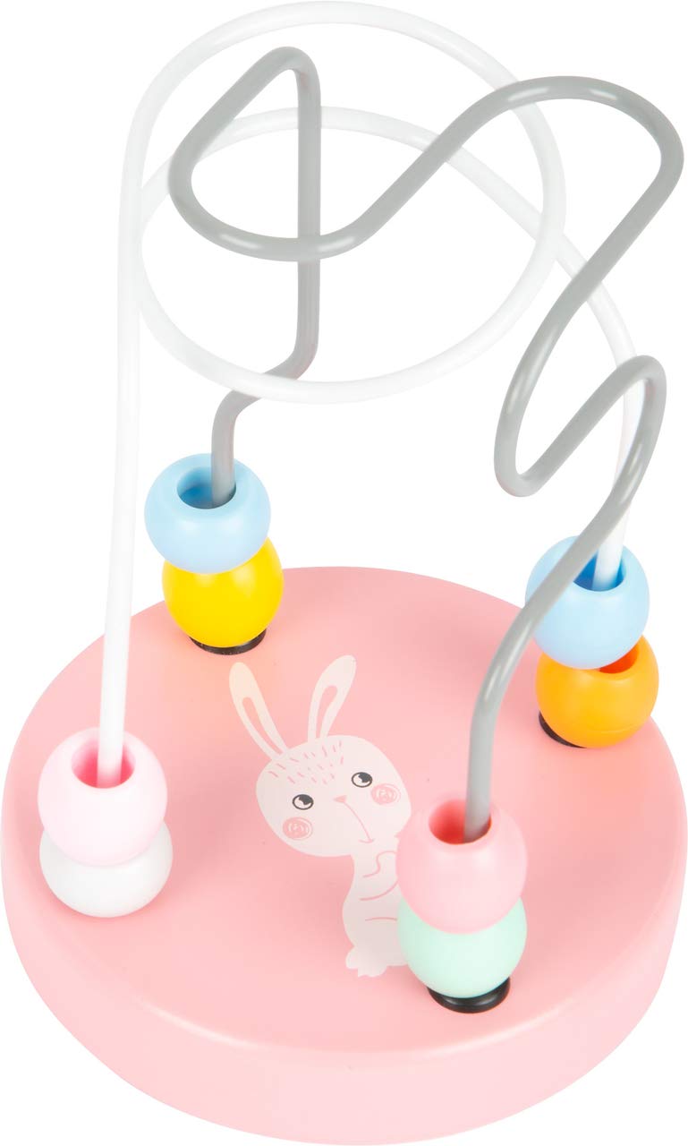 Small Foot 11762 Pastel Bunny Bead Maze, with eight coloured beads and two metal loops, for ages 12+ months