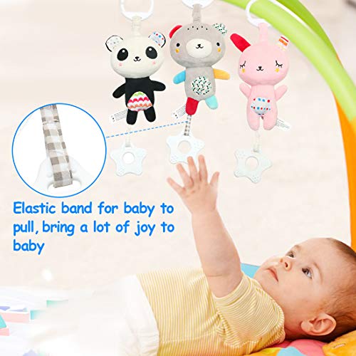EASICUTI Baby Soft Plush Rattle Teether Set, Infant Stroller Car Seat Musical Hanging Rattles Teethers Toys, Early Development Handbells Baby Toys, Sensory Gift for 3, 6, 9, 12 Month Newborn-3 PCS - Thumbnail 5
