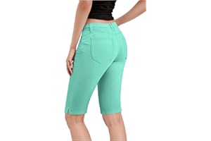 Hybrid & Company Womens Ultra Comfy Butt Lift Stretch Bermuda City Shorts with Pockets