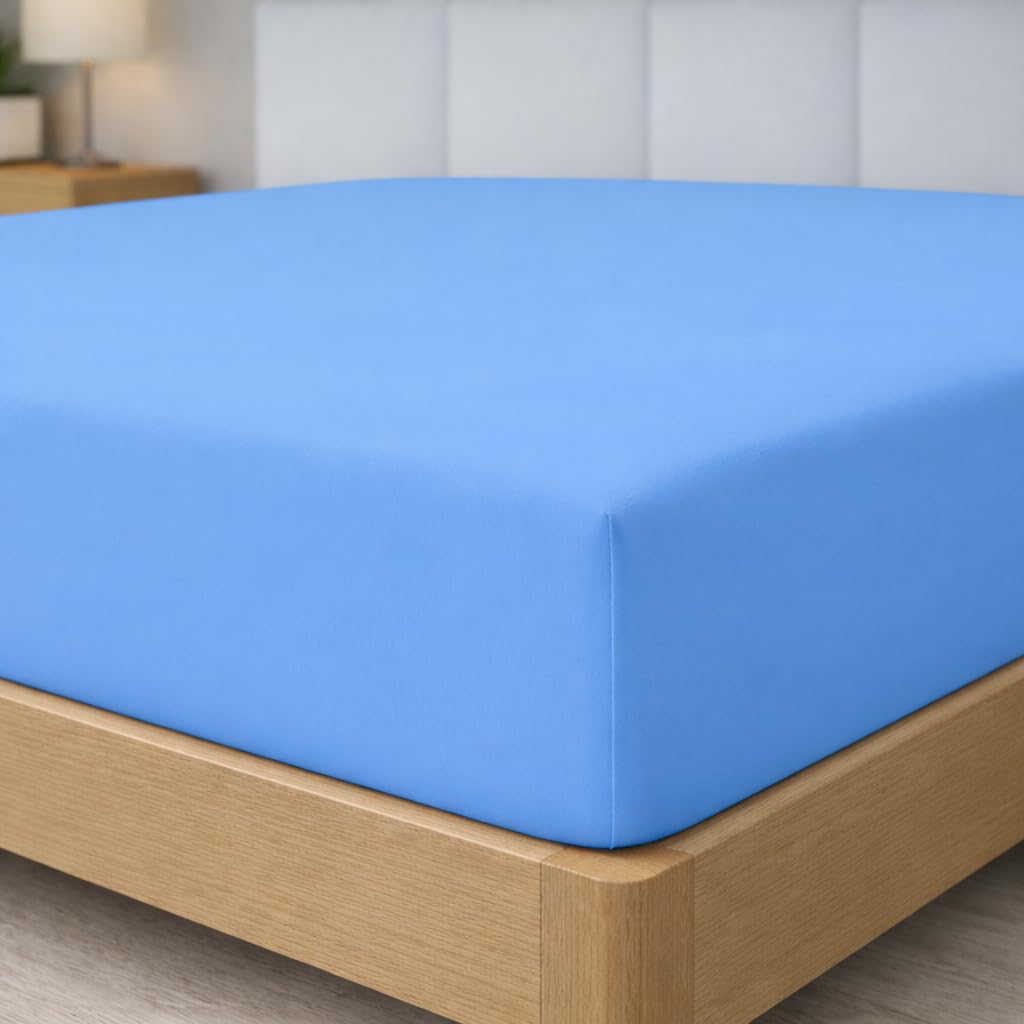 Degrees home - Collection - Fitted sheet 180 x 190 x 33- Adjustable - Brushed polyester microfiber - Blue