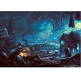 MaxFox Halloween 5D Diamond Painting DIY Rhinestone Embroidery Cross Stitch for Home Living Room Decoration (E)