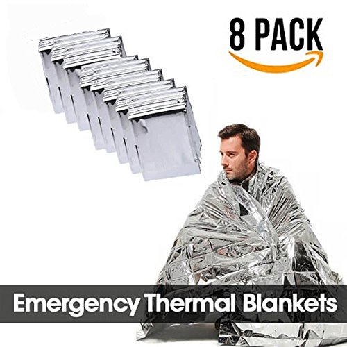 SAN-SAN 8 Pack Emergency Blanket Thermal Survival Safety Insulating Mylar Heat (84″ X52″)