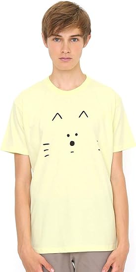 Amazon グラニフ Graniph Tシャツ ビッグ キャット フェイス レモネード メンズ レディース G100 G107 Tシャツ カットソー 通販
