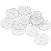 Pack of 12 Clear Buttons - 0.75 inch, 2 Hole, Round, Plastic, for Dress Pants, Shirt, Skirt, Blouse