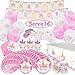 Pawliss Unicorn Party Supplies, Serves 16 Birthday Party Favors Decorations for Kids Girls, Cupcake Toppers Wrappers, Plates Cups Napkins, Balloons Banners Tablecloth, Bulk Pack 96ct