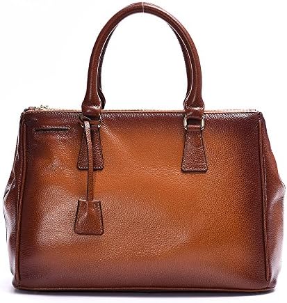 YOUNA Women's Vintage Genuine Soft Leather Shoulder Handbag with Crossbody Strap Brown
