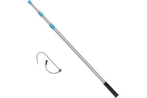 SAN LIKE Telescopic Fishing Gaff with Stainless Sea Fishing Spear Hook Tackle, 3.7-8.5 FT Soft Rubber Handle Stainless Steel 