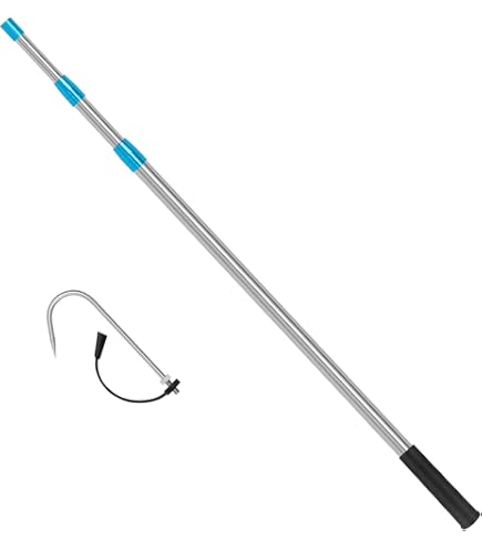 SANLIKE Telescopic Fish Gaff Stainless Steel Spear Hook, Soft
