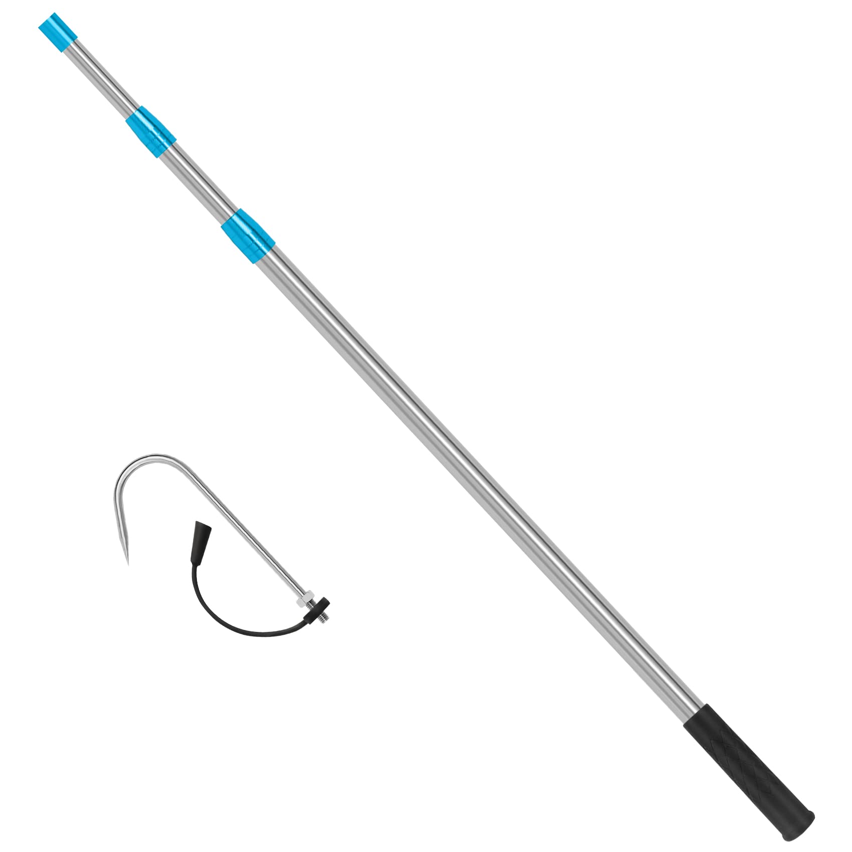 Photo 1 of SANLIKE Telescopic Fishing Gaff with Stainless Sea Fishing Spear Hook Tackle, 3.7-8.5 FT Soft Rubber Handle Stainless Steel Pole for Saltwater Offshore Ice Tool