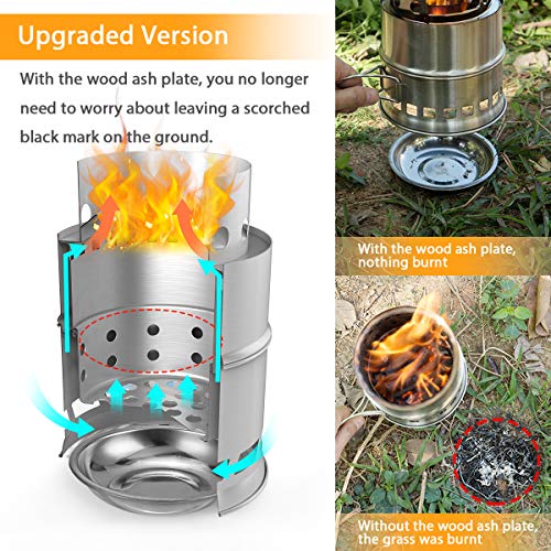 TOMSHOO Camping Stove Camp Wood Stove Portable Foldable Stainless Steel