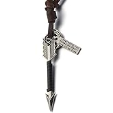 COOLSTEELANDBEYOND Unisex Arrowhead Pendant Necklace for Men Women with Adjustable Leather Cord