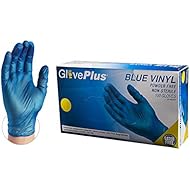 GlovePlus Industrial Blue Vinyl Gloves - 4 mil, Latex Free, Powder Free, Disposable, Non-Sterile, Food Safe, Small, IVBPF42100-BX, Box of 100