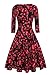 ACEVOG 50s Hepburn Style Vintage Long Sleeve Floral Party Cocktail Evening Dress