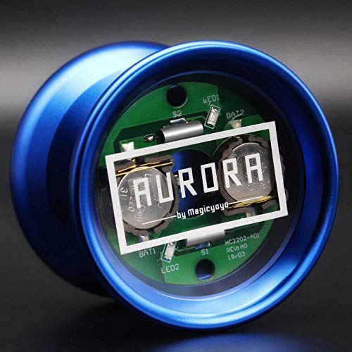YOSTAR Professional YoYo, MAGICYOYO Y02 Unresponsive Yoyo Pro Light Up Yoyos for Kids, + 5 Strings + Bag + Glove (Blue with Green Light)