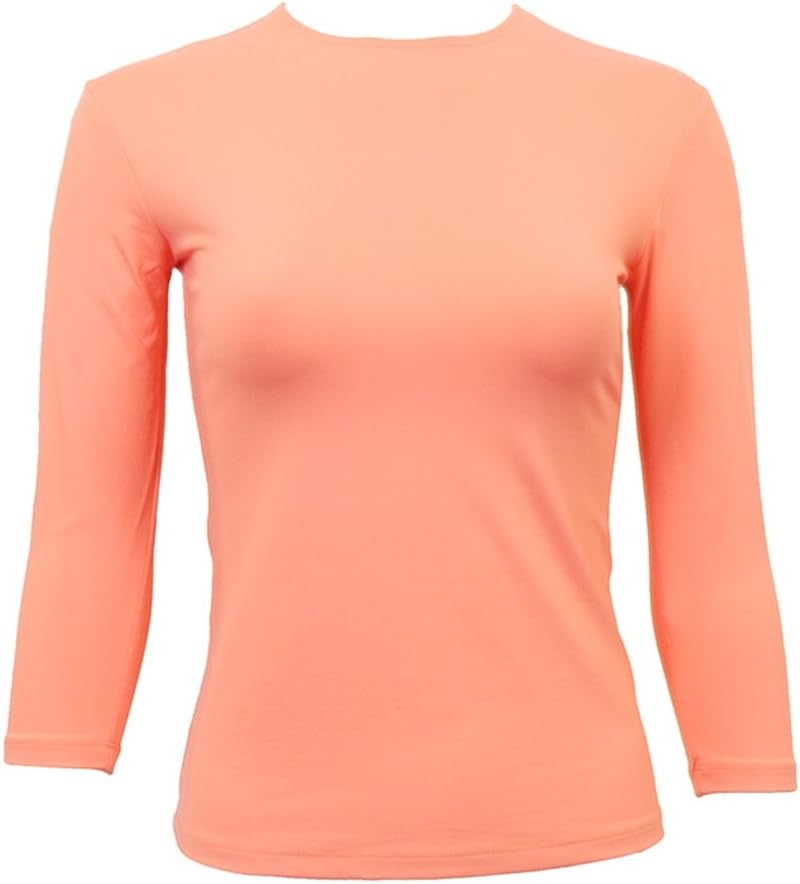 Linda Leal Nylon Three Quarter Sleeve Top