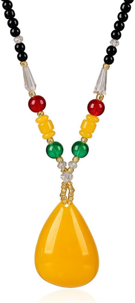Fledou Retro honey wax national Feng Shui Long drops, necklaces girls wild spring/summer sweater chain personality female accessories ornaments,Suitable for all kinds of holiday gift necklaces