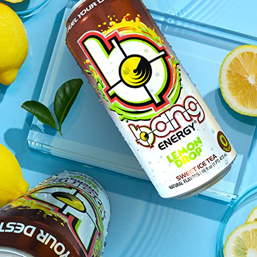 Bang Lemon Drop Sweet Ice Tea Energy Drink, 0 Calories, Sugar Free with