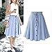 Hemlock Office Skirt Dress, Women Stretchy Waist A Line Drawstring Dress (XL, Blue)