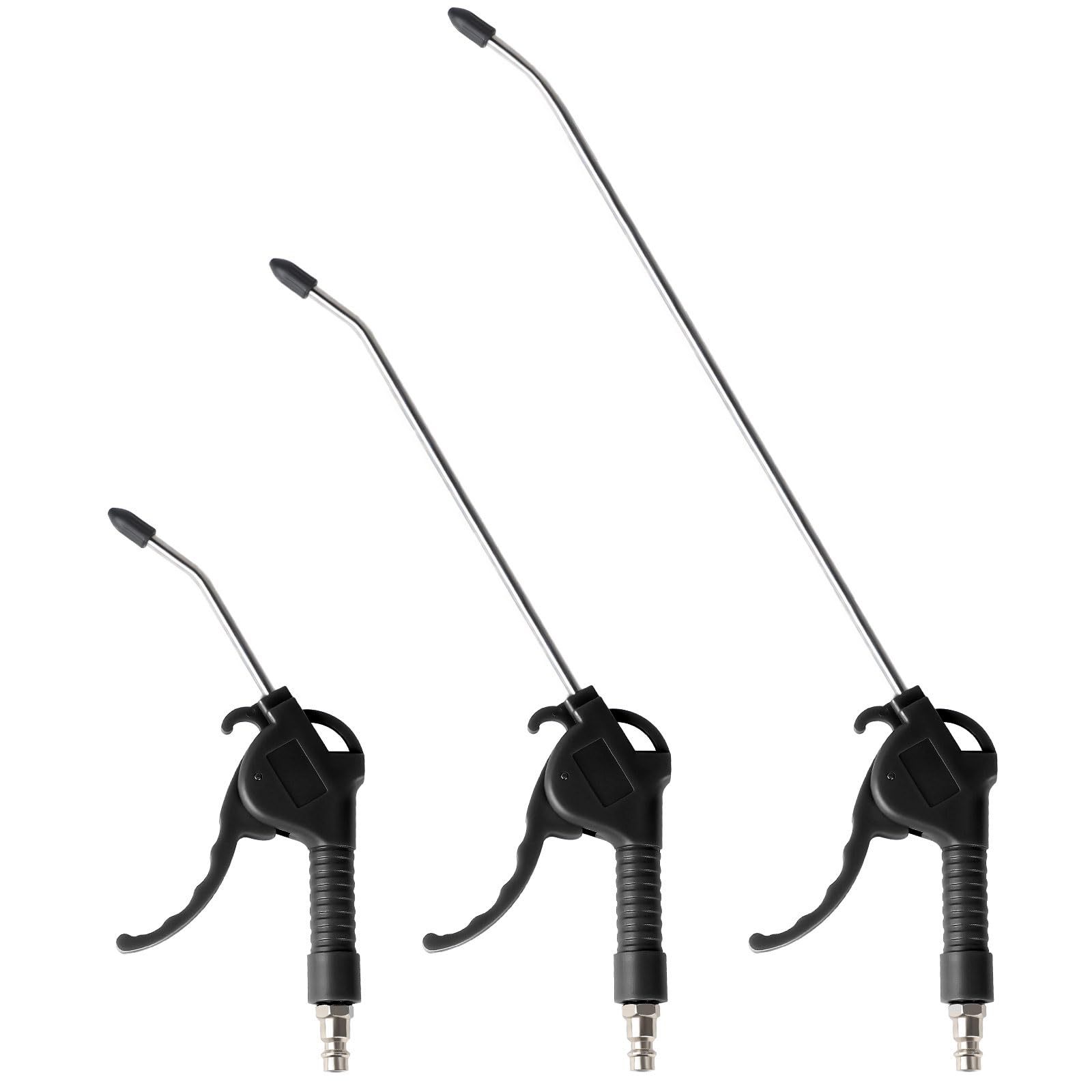 EXLECO 3 x Compressed Air Pistol Blow Gun Compressed Air 95 mm 295 mm 490 mm Blow Pipe Air Pressure Gun Compressor Air Gun with 1/4 Inch Connection Air Blow Gun Plastic Housing Max. 8 Bar Black