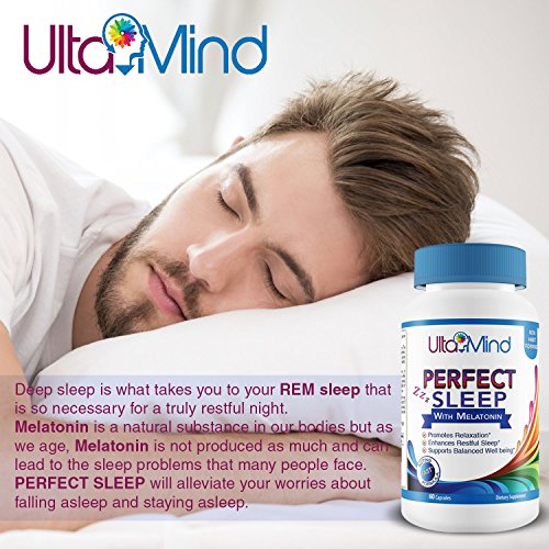 Perfect Sleep Natural Sleep Aid Pills - Fast Relaxation - Stay Asleep - Wake Up Refreshed - Safe Non-Habit Forming Formula w/Melatonin & Valerian Root - 100% Money Back Guarantee