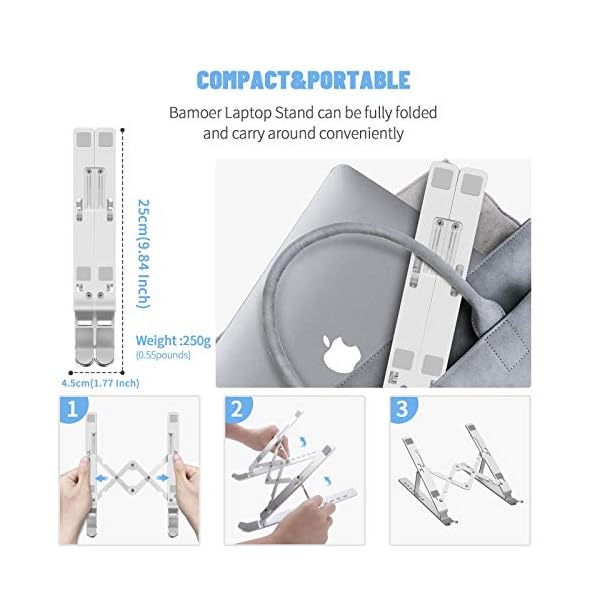 Laptop-StandUniversal-Ventilated-Desktop-Laptop-Holder-Portable-Foldable-Laptop-Riser-with-7-Angles-HeightAdjustment-Non-Slip-Aluminum-Laptop-Mount-Compatible-with-LaptopPhoneTabletKindle Laptop Stand,Universal Ventilated Desktop Laptop Holder, Portable Foldable Laptop Riser with 7 Angles Height,Adjustment…