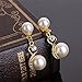 Moochi 18K Gold Plated Pearl Beads Curve Pedant Necklace Earrings Jewelry Set